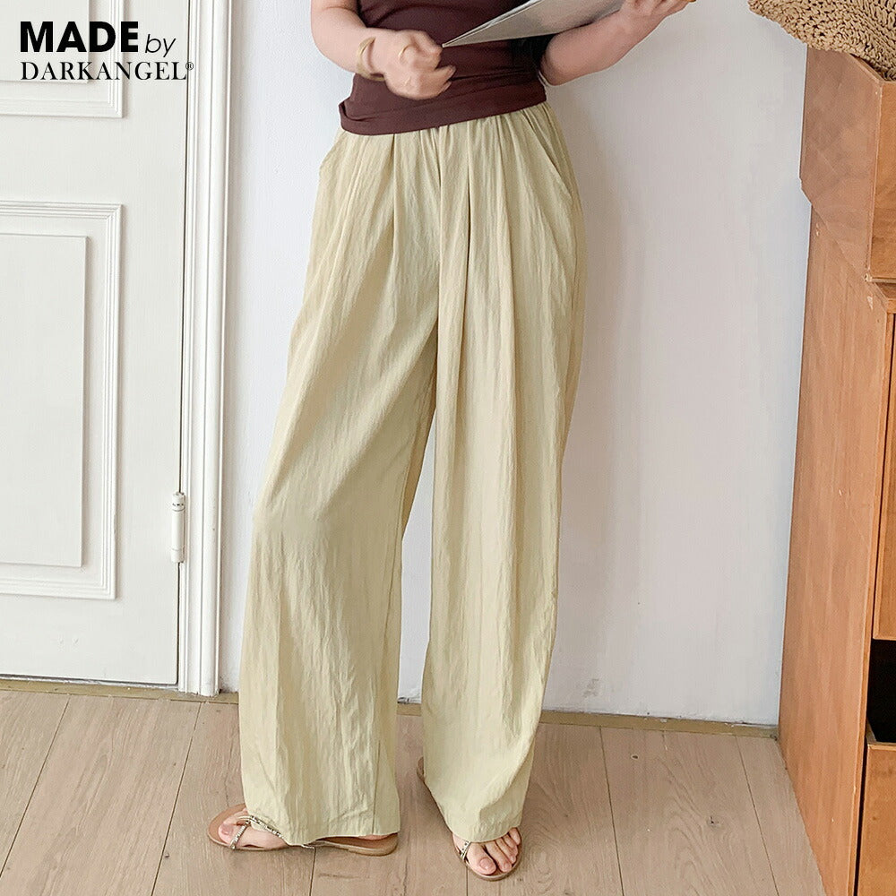 2色 カジュアル フェイクツーピース ルーズ 腰巻き付き パンツ 120/2/2 Suvin Cotton Gabardine Prime-Wide Two Tucks Pants