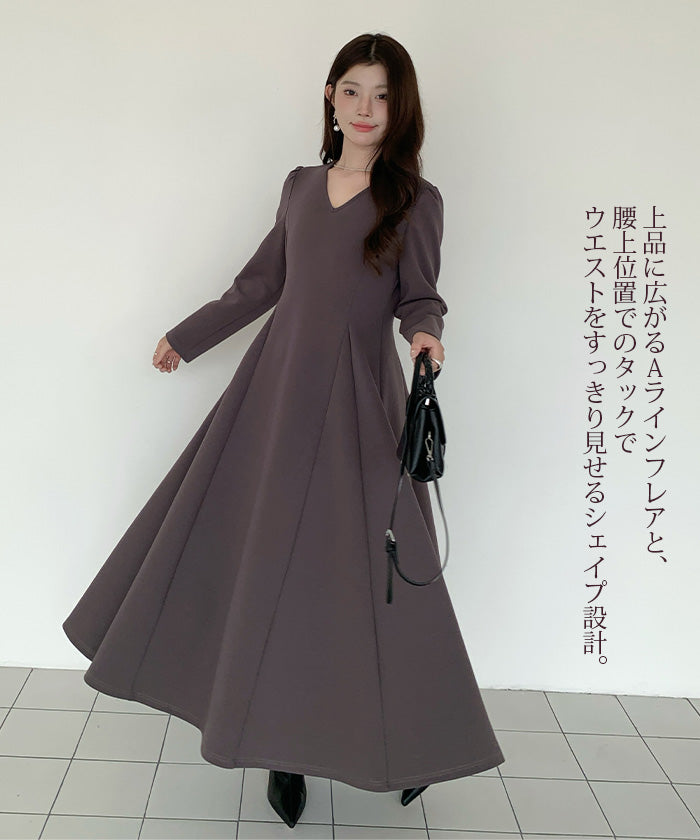 前後2wayウエストタックワンピース｜カジュアルにもきれいめにも対応
