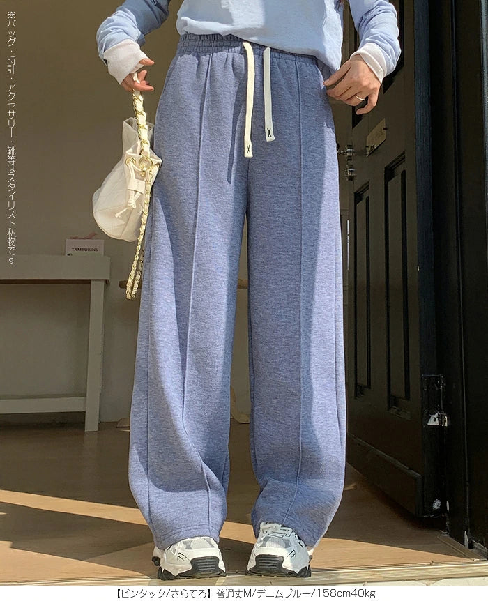 さらてろピンタック入りイージーワイドパンツ