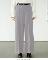 リネン風ピンタック入りワイドパンツ