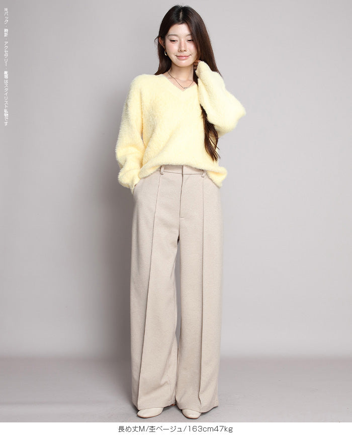 元祖裏起毛ピンタック入りワイドパンツ