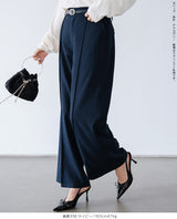 リネン風ピンタック入りワイドパンツ