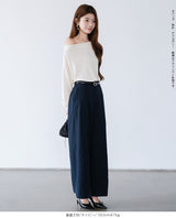 リネン風ピンタック入りワイドパンツ