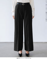 リネン風ピンタック入りワイドパンツ