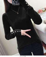 袖パールタートルネックニット