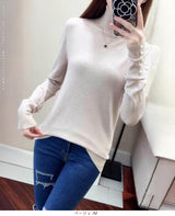 袖パールタートルネックニット