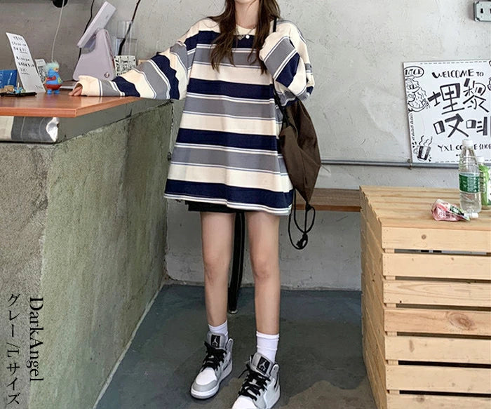 マルチボーダーオーバーサイズTシャツ