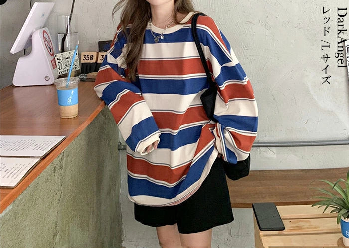 マルチボーダーオーバーサイズTシャツ