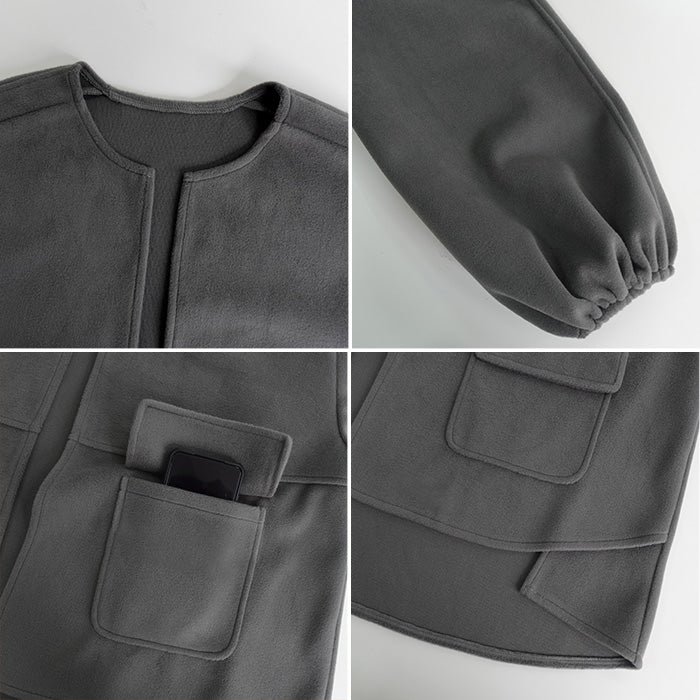 ボリュームスリーブノーカラーコート