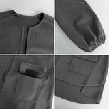 ボリュームスリーブノーカラーコート