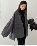 ボリュームスリーブノーカラーコート