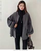 ボリュームスリーブノーカラーコート