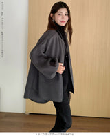 ボリュームスリーブノーカラーコート