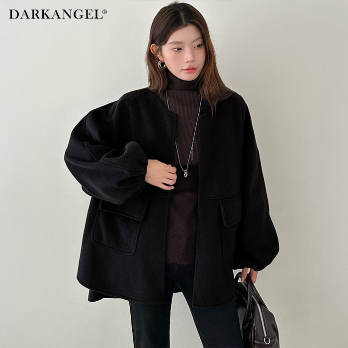 ボリュームスリーブノーカラーコート