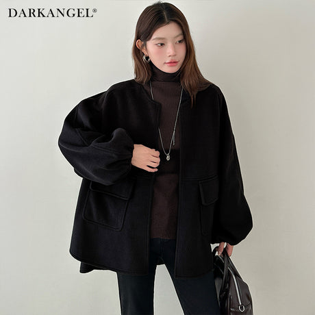 ボリュームスリーブノーカラーコート