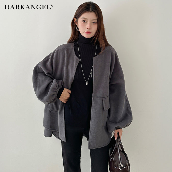 ボリュームスリーブノーカラーコート