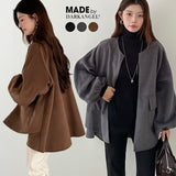 ボリュームスリーブノーカラーコート