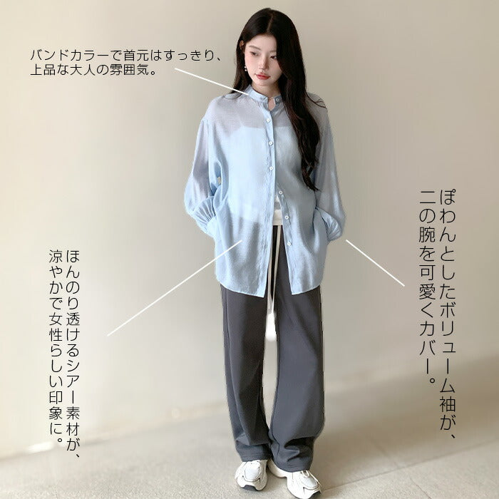 シアーハンドカラーシャツ