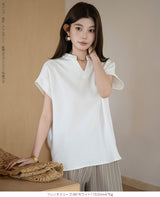 キーネックフレンチスリーブトップス