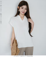 キーネックフレンチスリーブトップス