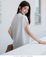 キーネックフレンチスリーブトップス