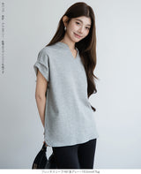 キーネックフレンチスリーブトップス