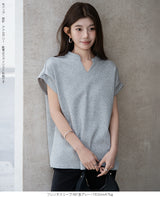 キーネックフレンチスリーブトップス