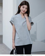 キーネックフレンチスリーブトップス