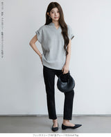 キーネックフレンチスリーブトップス