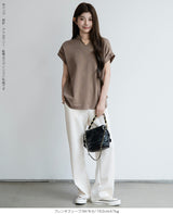 キーネックフレンチスリーブトップス