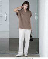 キーネックフレンチスリーブトップス