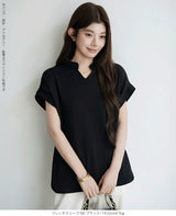 キーネックフレンチスリーブトップス