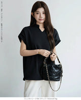 キーネックフレンチスリーブトップス