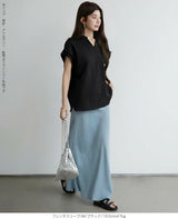 キーネックフレンチスリーブトップス