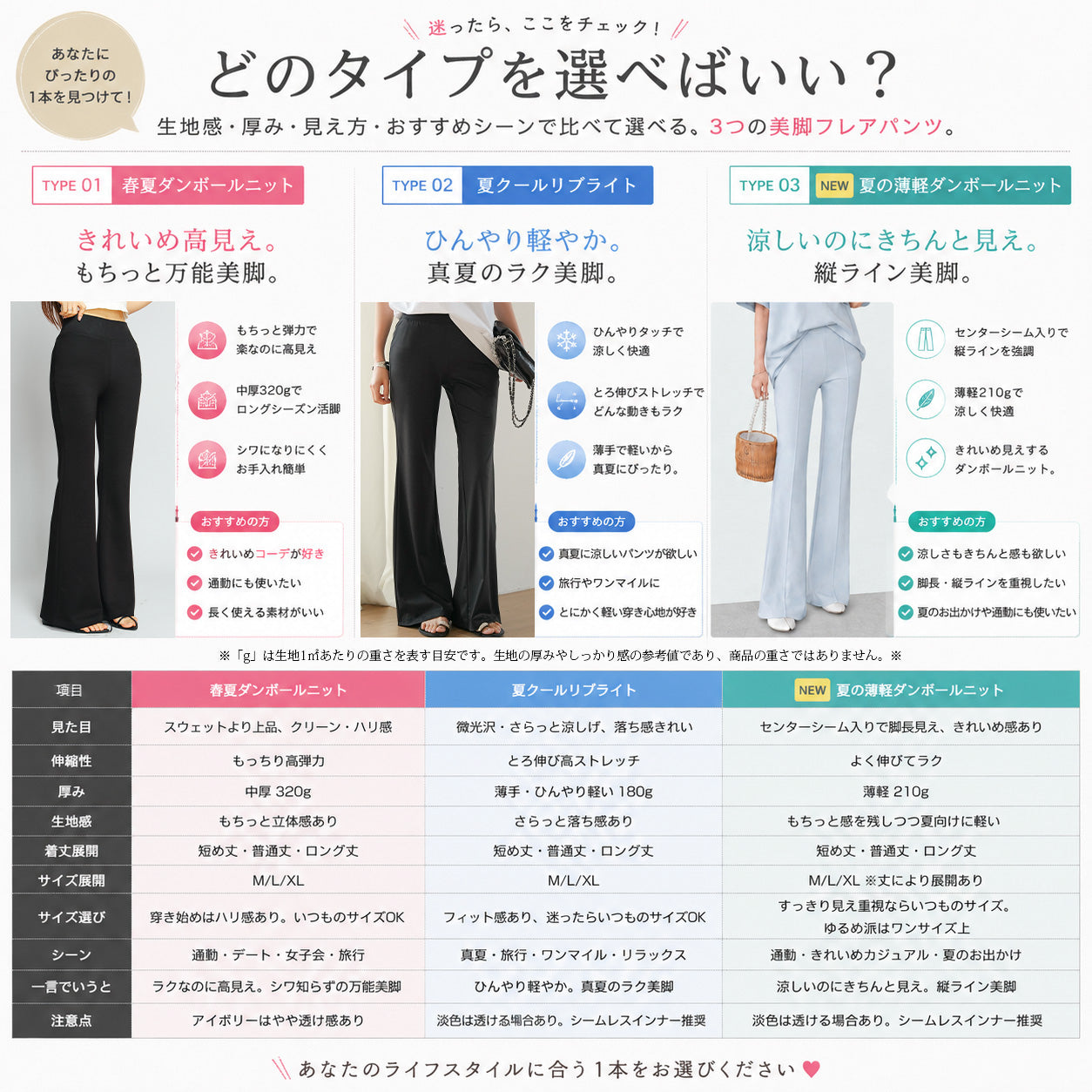 美脚見えフレアレギパン