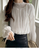 裏起毛スタンドカラーブラウス