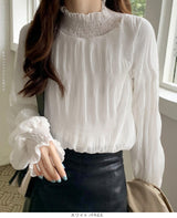 裏起毛スタンドカラーブラウス