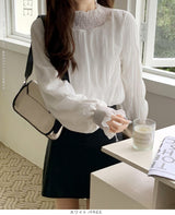 裏起毛スタンドカラーブラウス