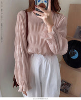 裏起毛スタンドカラーブラウス