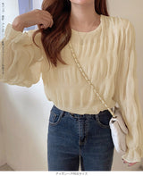 裏起毛スタンドカラーブラウス