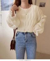 裏起毛スタンドカラーブラウス