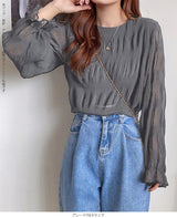 裏起毛スタンドカラーブラウス