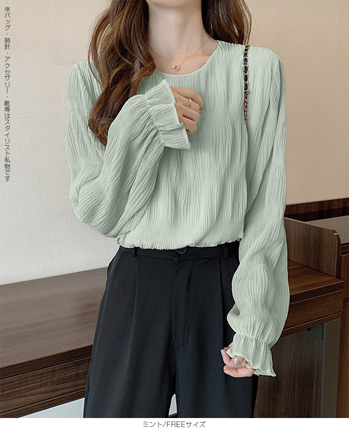 裏起毛スタンドカラーブラウス