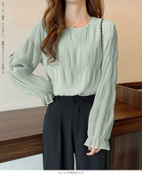 裏起毛スタンドカラーブラウス