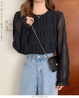 裏起毛スタンドカラーブラウス