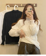裏起毛スタンドカラーブラウス