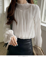 裏起毛スタンドカラーブラウス