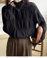 裏起毛スタンドカラーブラウス