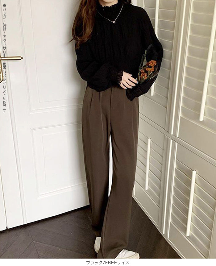 裏起毛スタンドカラーブラウス