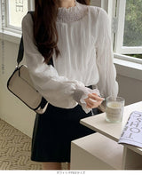 裏起毛スタンドカラーブラウス